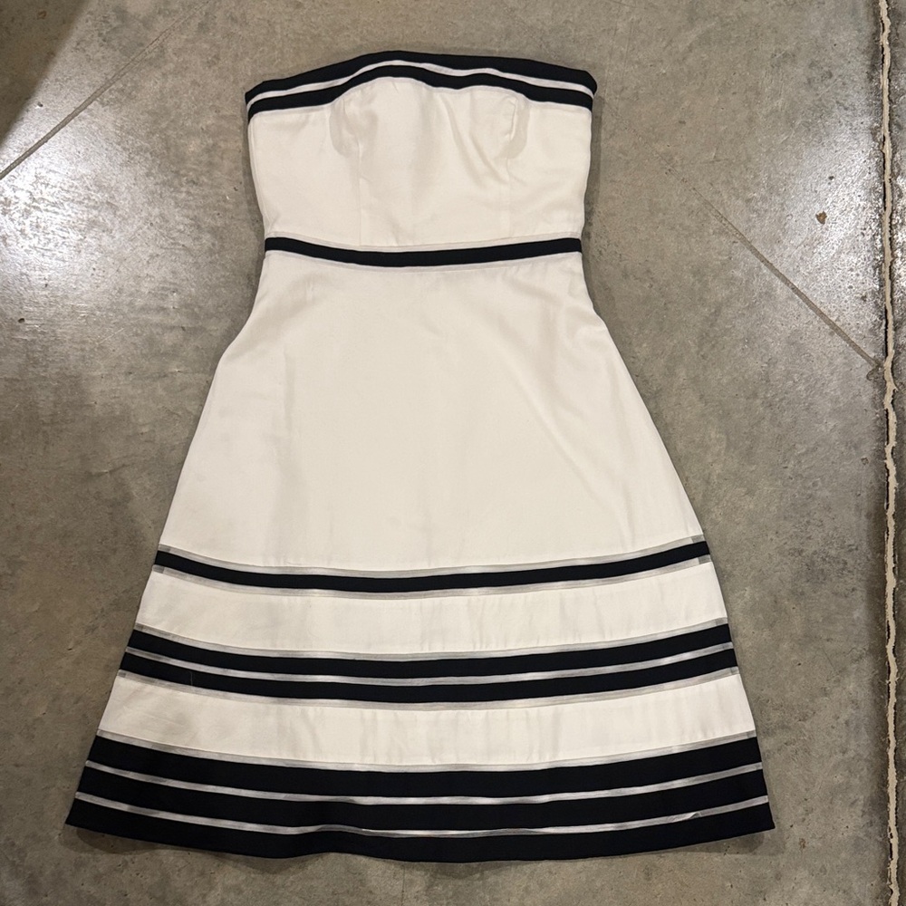 Ann Taylor Strapless Dress in White and Black
